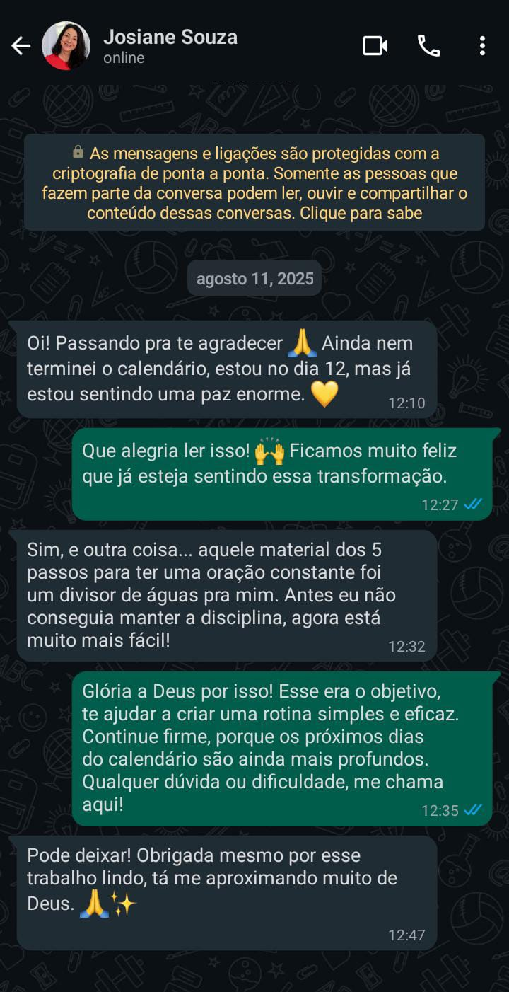 Avaliação de Josiane Souza no WhatsApp